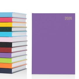 evelay 2026 Diary A5 Week to View Hardback Planner Organiser Journal Notebook for School Home Office Personal Use (A5, Purple)