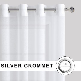 JIUZHEN White Sheer Curtains 84 Inches Long - Grommet Semi Transparent Window Drapes for Bedroom Living Room, Set of 2 Panels with Tiebacks, W52 x L84
