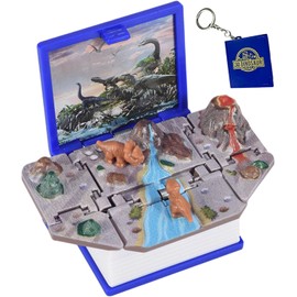 Llavero 3D con tema de dinosaurio, libro emergente, lindo llavero para mochila para niños, escena de dinosaurio 3D encantada para fiesta cumpleaños niños