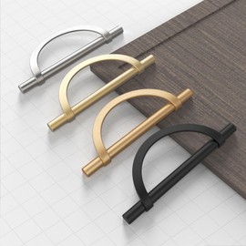 FILTA 10 Pack 5 Inch(128mm) Hole Centers Brushed Satin Nickel Cabinet Pulls,Stylish Kitchen Cabinet Handles Half Moon Zinc Alloy Cabinet Hardware for Cabinets Cupboard Handles Drawer Pulls