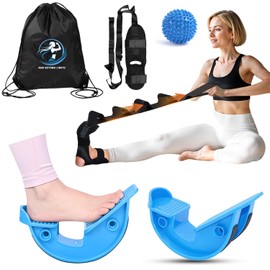 JIURUN Foot and Calf Stretcher Kit - Leg Stretching Strap, Foot Rocker, Hamstring and Calf Stretcher, Suitable for Stretching Legs and Thighs (Dark Blue)