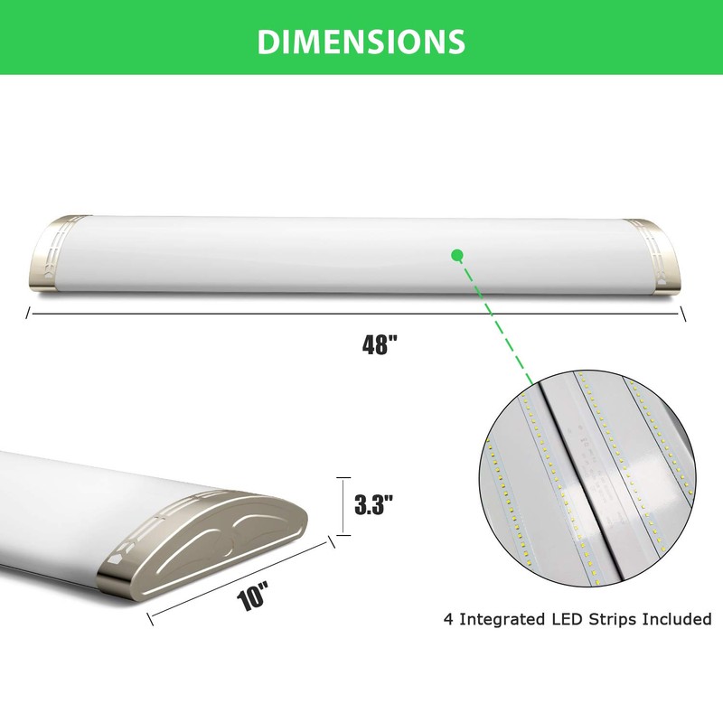 TychoLite 4ft LED Light Fixtures Dimmable 80W 8800lm Linear Flush