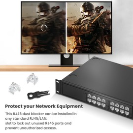 NataLink 100 Pcs RJ45 Port Lock with 10 Key, Locking RJ45 Port/Dust Blocker, RJ45 Dust Cover Cap Female Port Plugs Protector, Compatible RJ45 Port Devices, Clear