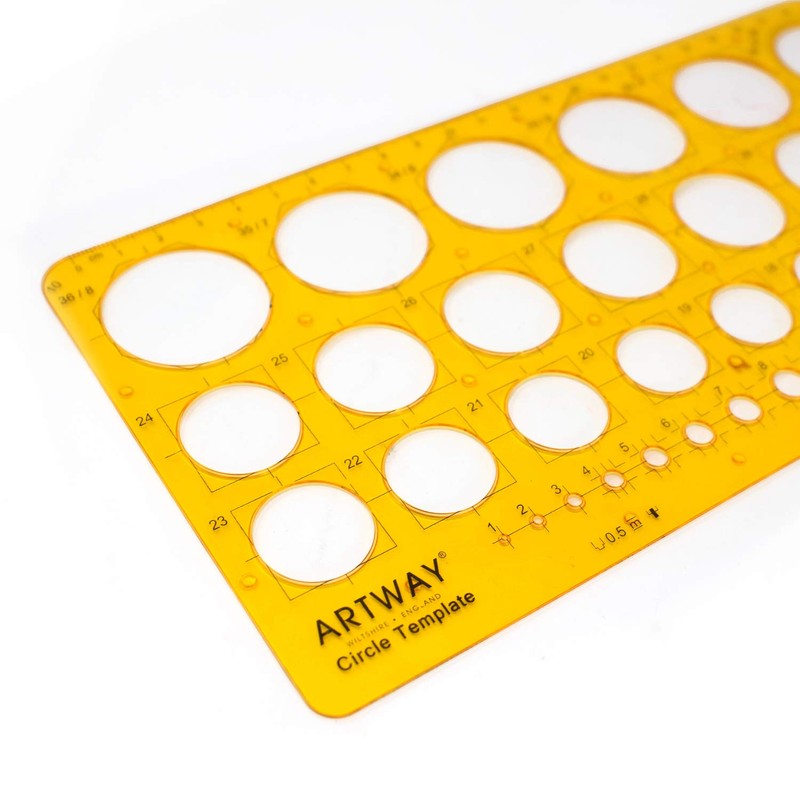 Artway Circle Template - Shatter Proof - 36 Metric Circles