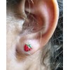 Strawberry .925 Sterling Silver Tiny Stud Earrings (Hypoallergenic)