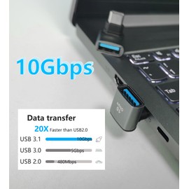 LANMINGLEL 10Gbps USB 3.1 Adapter 90 Degree USB Female to Type-C Male Adapter OTG Data Transfer for Laptop Tablet Phone 3 Pack(Silvery USB A F/C M)