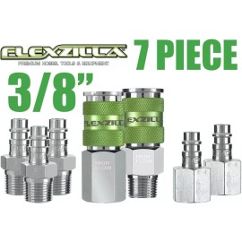 Legacy Manufacturing 7pc Legacy Flexzilla 3/8" Pro High Flow Air Hose Coupler Fitting Set A53657FZ