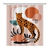 Mid Century Boho Leopard Shower Curtains Abstract Modern Geometric Minimalist
