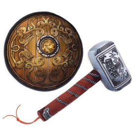 Lullaberry Little Vikings Hammer and Shield Playset - Safe Plush Soft Pretend Play Weapons - Gifts for Kids