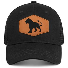 Tiger Baseball Cap for Tiger Lovers,Leather Trucker Hat Snapback Hat for Men Women Brown