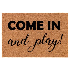 Welcome Doormat Natural Coco Coir Door Mat Daycare Come in and Play Kids Playhouse (24" x 16")