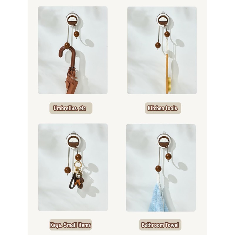 MURRI&MURRDI Strong Vacuum Suction Hooks 2 Pack, Hanger Suction Cup