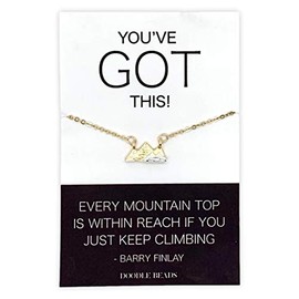 Doodle Beads You’ve GOT This Two-Toned Mountain Bar Necklace,Every Mountain top is Within Reach if You just Keep Climbing with 15" - 17" Chain (Silver)