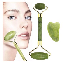Kit Rodillo De Jade Y Gua Sha Masaje Facial Y Corporal Full                                                                                           