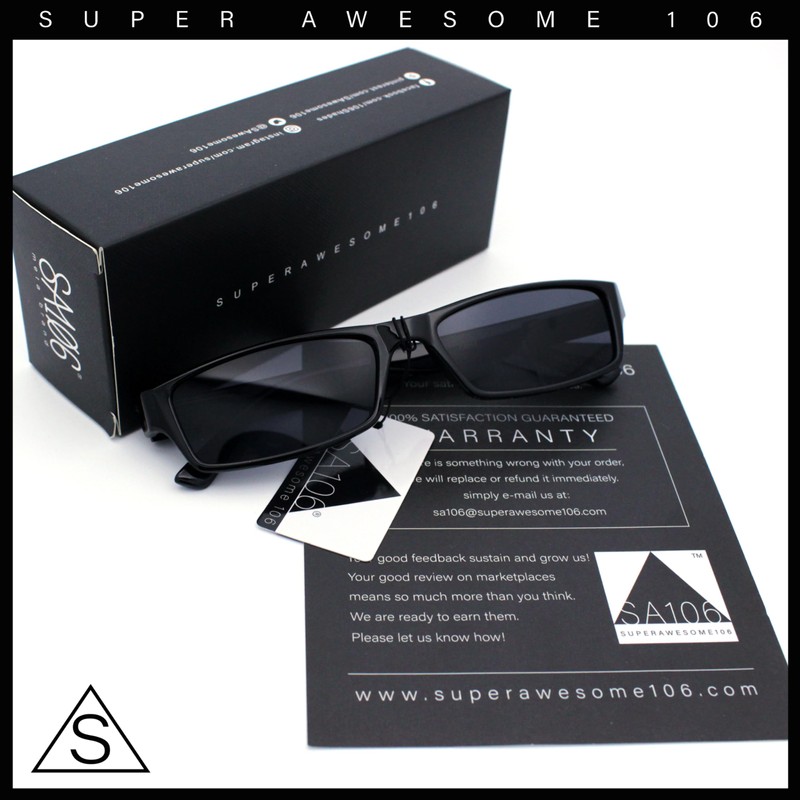 Mens Hippie Pimp Color Lens Narrow Rectangular Black Frame Sunglasses