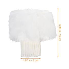 WRITWAA Fuzzy Leg Warmers 1 Pair of Plush Boot Cover, Fashionable Short Style Plush Warm Thermal Sock, Winter Ankle Warmers, Knitted Fuzzy Boot Socks, White Fur Leg Warmers