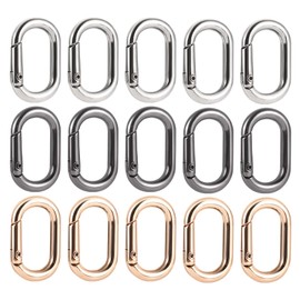 HLTOO 15PCS Spring Claps Connector, Metal Jewelry Clasps, Snap Hooks Clip Buckle, for Bags, Purses, Keychains, 3 Colors