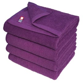 Beauty Line Imabari Towel, Commercial Use, Face Towel, Set of 4, Murakami Towel, M-Color, 13.4 x 33.9 inches (34 x 86 cm), For Beauty Salons, All 100 Colors, Lightweight and Thin (No. 28 Violet