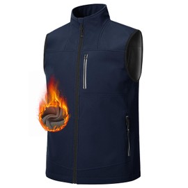 MoFiz Men's Softshell Outwear Vest, Light Full-Zip Vest Windproof Sleeveless Jacket for Hiking, Cycling, Walking Navy Medium