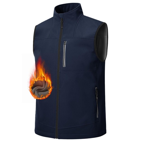 MoFiz Men's Softshell Outwear Vest, Light Full-Zip Vest Windproof Sleeveless
