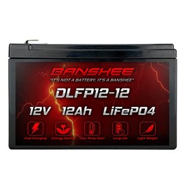 Banshee 12V 12Ah Lithium LiFePO4 Deep Cycle Battery, 3000+ Cycles Rechargeable Battery, Maintenance-Free Battery for Solar/Wind Power, Lighting, Power Wheels, Built-in BMS