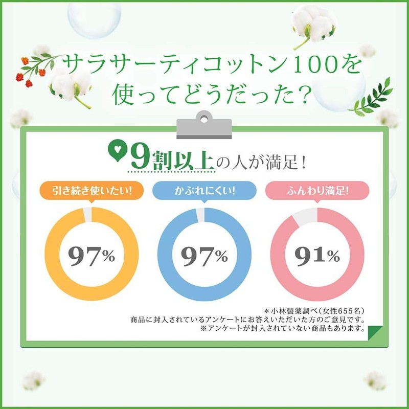 sarasa-texi Cotton 100 Panty Liner Natural Rose Scented 112 Pieces