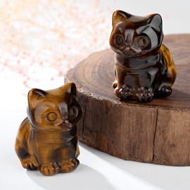 QINJIEJIE Cat Decoration Tiger Eye Cat Decoration Retirement Gift Woman Office Decoration Kawaii Desk Decoration Garden Figure