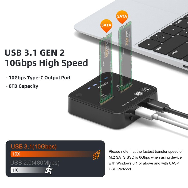 MAIWO Dual Bay Docking Station for M.2 NGFF SATA SSD