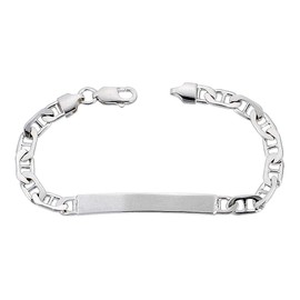Sterling Silver 6mm Mariner Link ID Bracelet for Men and Women 1/4 inch Wide Nickel Free Italy 8 inch