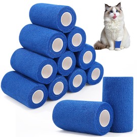 Selbstklebender Verband 10cm x 4,5m, 12 Rollen Elastische Binde Bandage Fixierbinde Haftbandage Selbstklebend für Handgelenk, Füße (Blau)