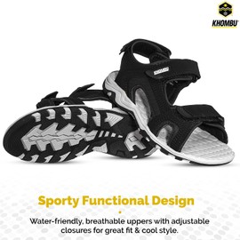 Khombu Boy's Open Toe Sandal, Black, 12 Little Kid