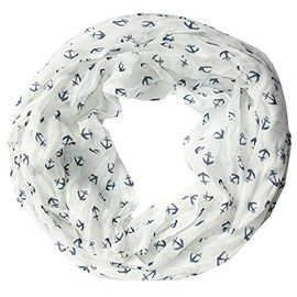 Women's Anchor Navy Silk Loop Scarf. - 150 x 45 cm