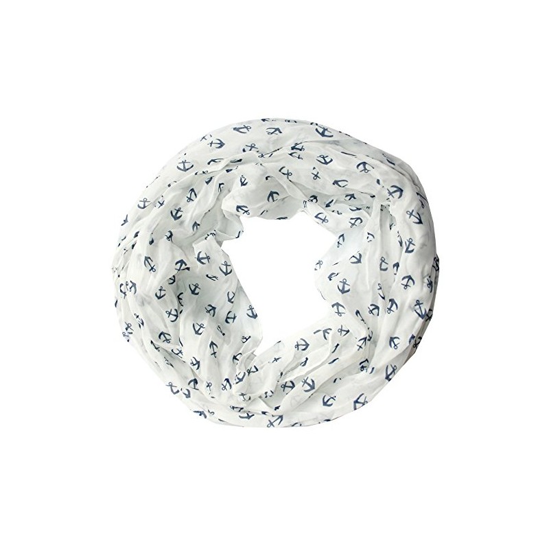 Women's Anchor Navy Silk Loop Scarf. - 150 x 45