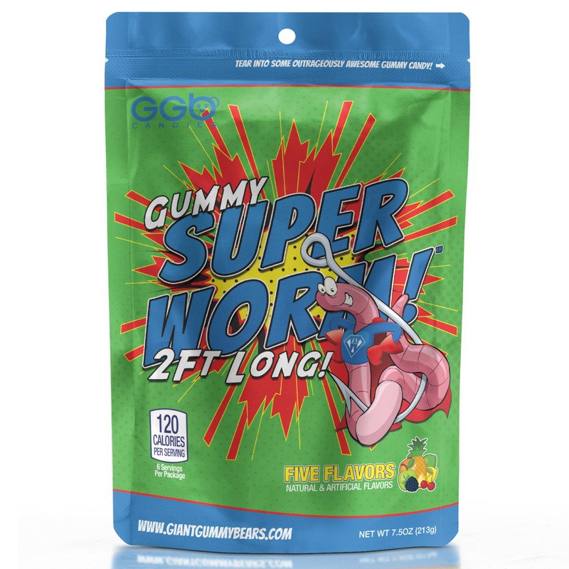 Gummy Super Worm - 2 Feet of Flavor, 3-Pack, Original