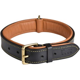 DowgClub | Genuine Leather Dog Collar | Full Grain, Heavy Duty | Comfortable, Strong | Best for Pups, Small, Medium & Large Breeds | Brown, Pink, Black, Tan
