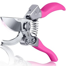 DECERK Pruning Shears for Garden  8.5" Professional Bypass Gardening Scissors & Clippers, Super Sharp SK5 Blade, Ergonomic Handle Heavy Duty Hand Held Pruners, Gardening Gift for Women Men with wood finish, 2025 home Tool Lock Cutting:_Pink