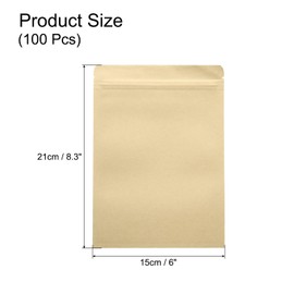 uxcell 100pcs Kraft Paper Sealable Bags Foil Resealable Seal Pouches Packaging Zipper Bags for Food Storage Sample Package, Yellow, 6x8.3 Inch