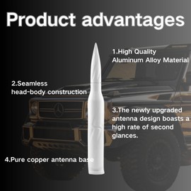 Medduw 5.5 inch White Bullet Antenna Replacement for Ford F150 F250 F350 RAM 1500 2500 Raptor Truck Antenna Accessories