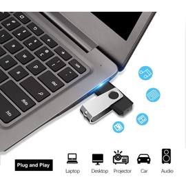 USB Stick 16GB, 10 Stück RAOYI USB Stick 16GB 2.0, Speicherstick 16GB USB Flash Laufwerk mit Metalldeckel 360° drehbar für Laptop/PC/TV/Autoradio, Schwarz 10er Pack