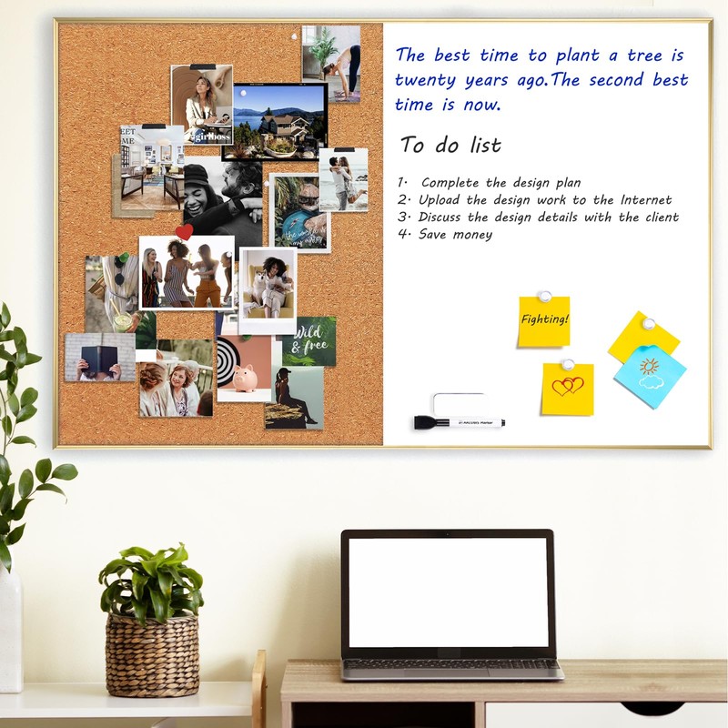 ARCOBIS Cork Board White Board Combo, 36 x 24 Inch