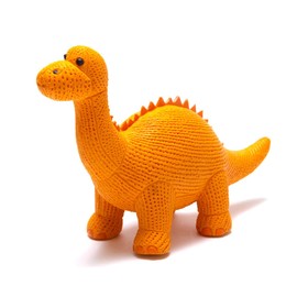 My First Diplodocus Dinosaur Orange Natural Rubber Teether or Bath Toy. Suitable from Birth