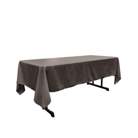 LA Linen Polyester Poplin Washable Rectangular Tablecloth, Stain and Wrinkle Resistant Table Cover 60x126, Fabric Table Cloth for Dinning, Kitchen, Party, Holiday 60 by 126-Inch, Charcoal