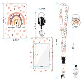 Rainbow ID Lanyard Card Holder Badge Holder with Retractable Lightweight Pendant Lanyard Keychain Photo Card Fashionable ID Card Identity Tag Suitable for Office Workers Students