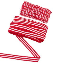 PH PandaHall 50 m Christmas Striped Ribbon, 2 Bundles, Red/White Striped Ribbon, 10-20 mm, Fabric Grosgrain Ribbon, Polyester Decorative Ribbon for Christmas Tree, Gift Wrapping, Crfats