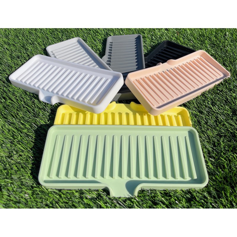 Happitasa Silicone Soap Dish Tray and Sponge Holder with Drain