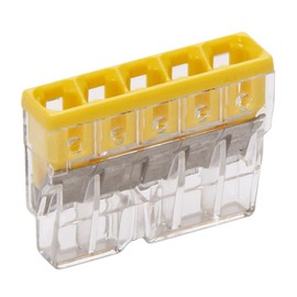Kopp 33346412 WAGO Compact Junction Terminal 5 Way Block Yellow 0.5 – 2.5 mm² Pack of 10, Clear/Yellow