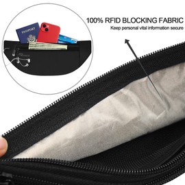 RYACO Money Belt for Men & Women Travel Hidden Wallet Secure RFID Blocking Waterproof Pouch for Passport, Cards, Cash& Phone Adjustable& Wearable Slim Waist Bag Under Clothes
