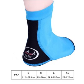 Fin Socks, 0.06 inch (1.5 mm), Diving Socks, Wet Material, Beach Socks, Cold Protection, Anti-Slip, High Socks, Model Number: S020, Gray, L Size