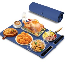 Silicone Warming Mat for Food, Fast Full Surface Heating Electric Warming Tray, 9 Level Temperature Adjustable Warming Kitchen Mat, Roll Up Food Warmer Mat for Countertop, Party, Travel
