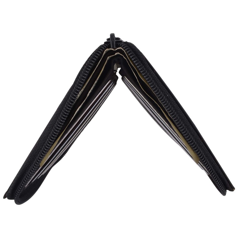 Mens Leather Zippered Wallet style - 702 (Color:Black)